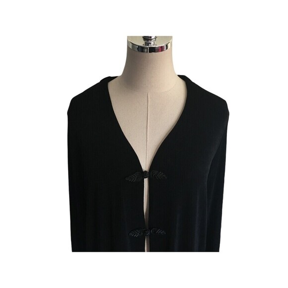 Slinky Brand Cardigan Women's Size Medium Black Jacket Long Sleeve Stretch - Picture 3 of 6